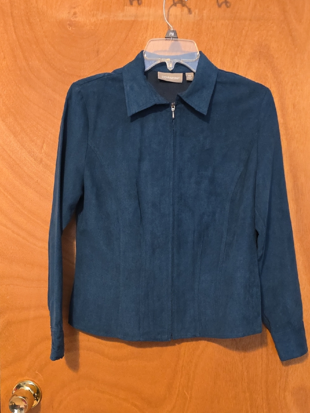 croft & barrow Teal Blue Zip-Front Suede-Look Jacket